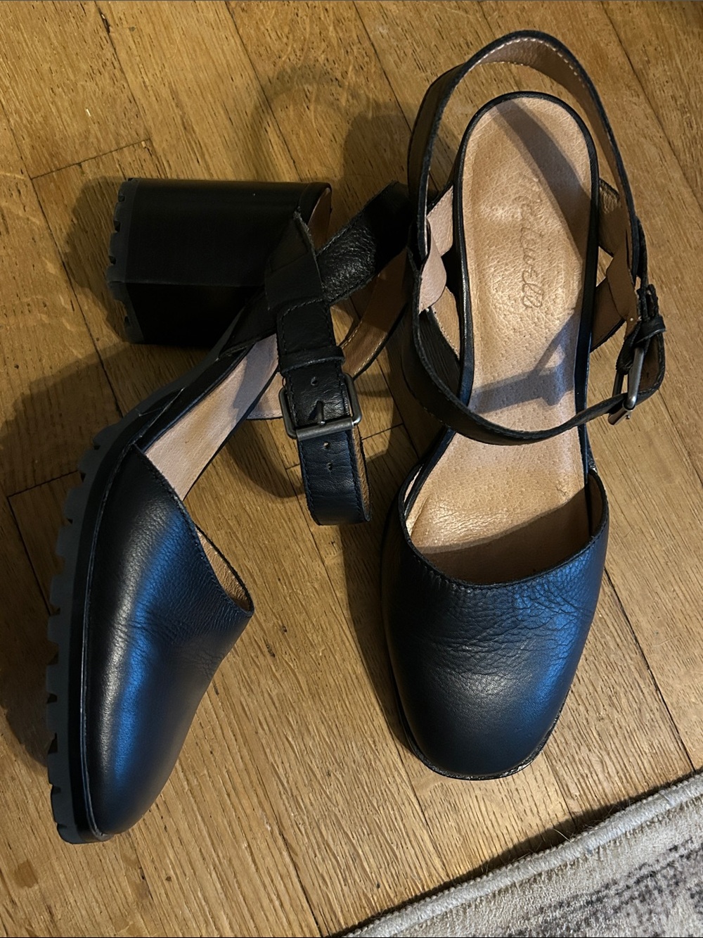 Madewell Black The Claudie Leather Block Heel Mary Jane Ankle Strap 10 - Picture 5 of 9